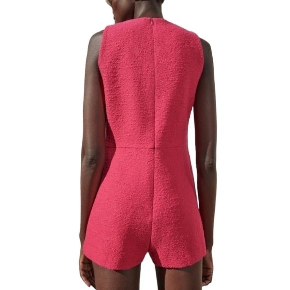 ZARA fuchsia textured jumpsuit romper NWT barbie barbiecore blogger favorite - Picture 3 of 8